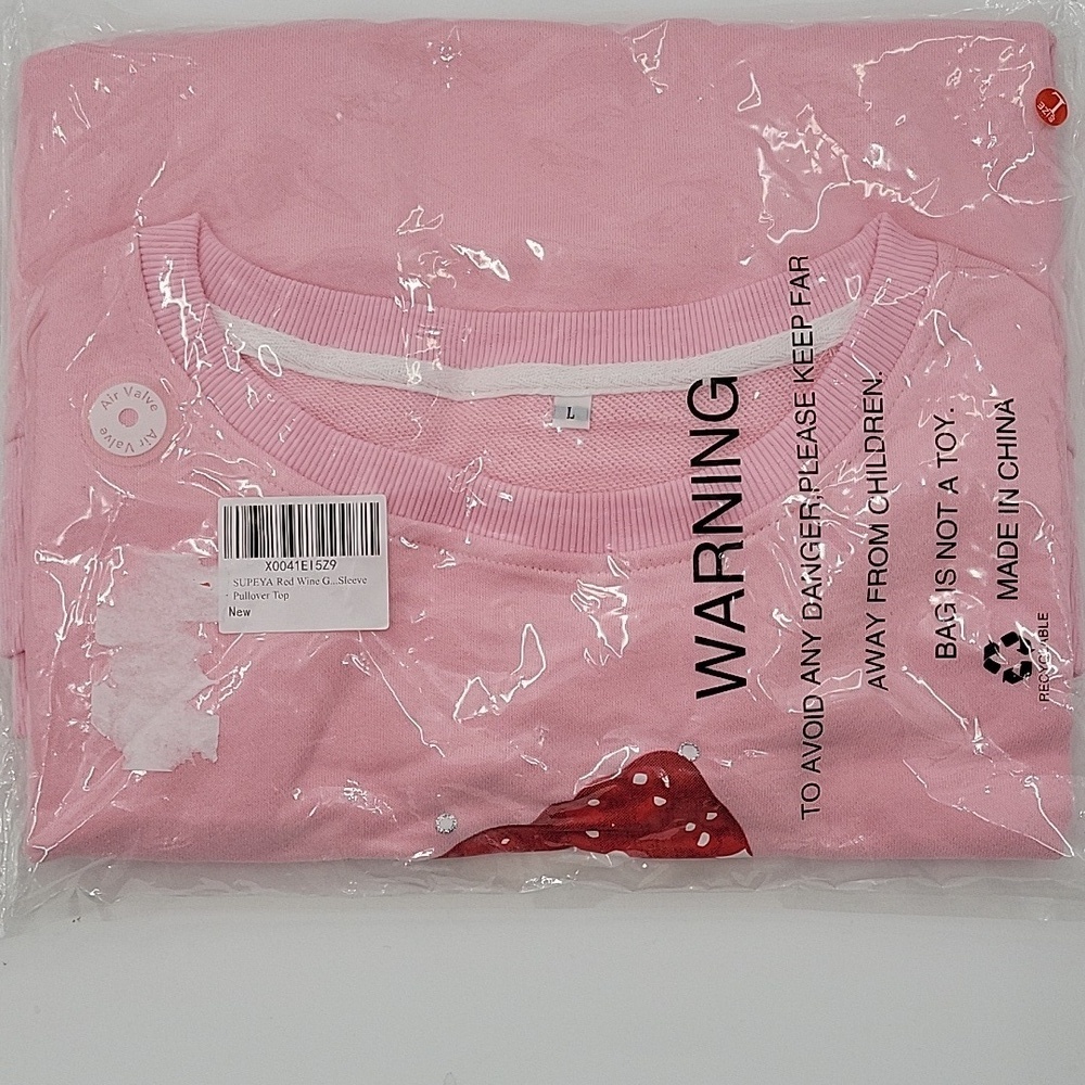 Pink Santa Wine Glass Sweatshirt New - Picture 7 of 15